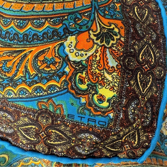 Etro 100% Silk Scarf Paisley Made in France - Picture 2 of 7